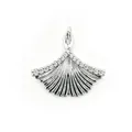 Elegant silver-plated fan-shaped flower pendant with sparkling pavé set clear crystals - Maple Leaf (NAD10-9) / 3.2*3cm