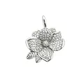 Silver flower pendant charm with micro-pave texture for DIY jewelry making - Blooming Flower (NAA12-3)