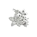 Silver-toned flower and ladybug pave charm for DIY jewelry bracelets and necklaces. - Flower Bee (NAB02-7)