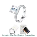 Anello moissanite taglio smeraldo in argento S925 con certificato GRA e confezione - R17471 Ottagono (4CT) + Certificato GRA + Scatola a Cassetto