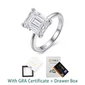 Anello in argento S925 con moissanite taglio smeraldo, certificato GRA e scatola regalo - R17531 Ottagono (5CT) + Certificato GRA + Scatola a Cassetto
