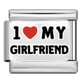 Stainless steel Italian Charm bracelet link with I Love My Girlfriend printed text - Mk-2918