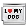 Stainless steel Italian charm link with I Love My Dog enamel design for DIY jewelry - Mk-2913