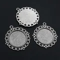 Set of antique silver 25mm round alloy pendant bezel settings for DIY jewelry making projects - E5-06