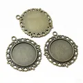 Antique bronze 25mm alloy pendant bezel trays for DIY jewelry making accessories - F1-36