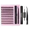 DIY individual cluster eyelash extension kit with 10 rows in a stylish pink tray - Diy-set-016