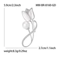 Elegant tulip brooch with pearl and crystal details for women's suits and evening dresses - Silver 8160-sl