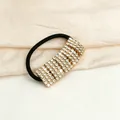 Elegant high-elastic hair tie with sparkling rectangular rhinestone accents in gold plating - Gold (B3125)