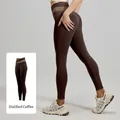 Mallas de yoga profesionales de cintura alta con efecto push up color café oscuro - Café Destilado (nuevo Color) / S
