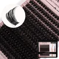 Set extension ciglia finte a ciuffetti DIY curva D naturali e folte con colla e pinzetta - Diy-tzyw-081【80d/216 Cluster】