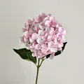 Tallo de hortensia rosa artificial realista con hojas verdes para decoración del hogar - Rosa