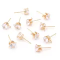 Ohrstecker aus vergoldetem Kupfer mit Zirkonia und Schlaufe für DIY-Schmuckherstellung - Mit Ohrstecker – Gold / 6mm