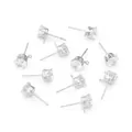 Verzilverde koperen oorknopjes met heldere zirkoon en handige ophanglusjes - Met Oorlussen - Wit / 6mm