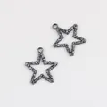 Textured gunmetal alloy star pendants for DIY jewelry making and personalized necklaces - Gunmetal