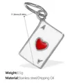 Minimalistischer silberner Herz-As-Anhänger aus Edelstahl mit rotem Emaille-Detail - Pj514rds Roter Tropfen Goldanhänger