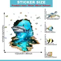 3D ocean shark and sea turtle wall stickers with full layout dimensions for home decor - ATW16003--30*90cm*4pcs