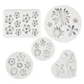 Lot de cinq moules en silicone floraux variés pour gâteaux en fondant et chocolats DIY - Ensemble de 5 fleurs grises - Mix floral