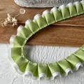 Hochwertiges zweilagig gefaltetes Ripsband in Limonengrün und Weiß für DIY-Bastelarbeiten - Ein Meter (Breite 2.5CM) / Fruchtgrün und Weiß