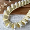 Elegantes doppellagiges plissiertes Ripsband in Gelb und Weiß für DIY-Handarbeiten - Ein Meter (Breite 2.5CM) / Gelb/Weiß