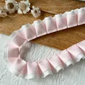 Rosa und weiß gefaltetes zweilagiges Ripsband-Spitzenbesatz für DIY-Handwerk und Haarschmuck - Ein Meter (Breite 2.5CM) / Hellrosa Weiß