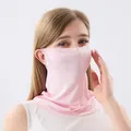 Maschera solare e scaldacollo premium in 100% seta di gelso rosa chiaro per donna - Taglia unica / Rosa Chiaro
