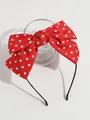 Modieuze retro rode haarband met een grote witte gestippelde strik voor haarstyling decoratie - Rode Hoofdband Met Stippen