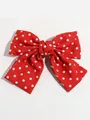 Grote retro rode haarstrik met een klassiek wit polkadotpatroon voor dagelijks gebruik - Haarclip Met Rode Stippen