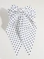 Stijlvolle witte strik haaraccessoire met klassieke zwarte polkadots voor dames - Haarclip Met Witte Stippen.