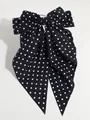 Klassieke zwart-witte oversized haarclip met strik en polkadots voor retro-stijl - Haarclip Met Zwart Lintje En Stippen