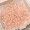 Perle tonde in resina opale rosa scintillante per accessori per gioielli fatti a mano - Boccioli Di Neve 5 Pezzi Per Confezione / 10mm Diametro Foro 1.5mm