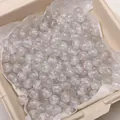 Perline tonde in resina opale con glitter colorati per creazione di gioielli fai-da-te - Grigio Traslucido 5 Pezzi/confezione / 10mm Diametro Foro 1.5mm