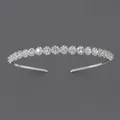 Elegant silver-toned metal headband with sparkling rhinestone flower clusters for SKU - Minimalist Fashion Style (TS-J2817W) / Silver