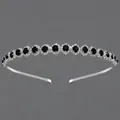 Elegant silver metal headband with sparkling black rhinestones for formal party occasions - Minimalist All-match Style (TS-J2817SBLK) / Black