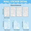 62pcs white Christmas window sticker set with snowflake and house patterns - As Shown / 24y12573: 40*70cm*4 Sheets