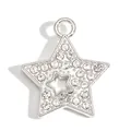 Eleganter silberfarbener Sternanhänger mit klaren Strasssteinen für DIY-Schmuckherstellung - Silberner Hohler Stern Stil (px1305-13)