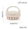 Brosse de massage du cuir chevelu en silicone blanc cassé avec poignée pour le lavage - Beige Paille de Blé