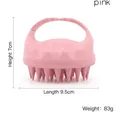 Brosse de massage du cuir chevelu en silicone rose ergonomique avec spécifications - Rose Paille de Blé