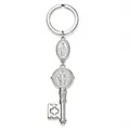 Porte-clés religieux en acier inoxydable avec médaille de St Benoît et clé croix - Pendentif Couleur Acier - Clé