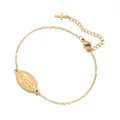 Détail du bracelet en acier inoxydable doré avec médaille de la Vierge Marie et croix - Pendentif En Or Massif Avec Croix Sur Chaînette