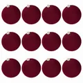 Set van 12 bordeaux geflockte fluwelen kerstballen, 6 cm diameter voor boomdecoratie. - 6cm-12 Stuks / Wijnrood