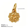 Goldfarbener Anhänger aus Edelstahl in Blumenform mit detaillierten Texturen für Schmuck - Gold Texturierte Blume Stil (PJ1977G)