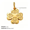 Goldener Kleeblatt-Anhänger aus Edelstahl mit eingravierten Sternen und Motiven - Gold Geprägtes Kleeblatt Stil (PJ1978G)