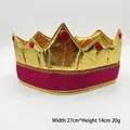 Corona de rey de tela dorada con gemas rojas para adultos, 27 cm x 14 cm - Sombrero De Príncipe Rey Burdeos / Talla única