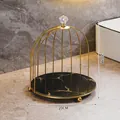 Luxury gold birdcage iron makeup organizer display rack with black marble base shelf - Birdcage Single Tier - Black Gold