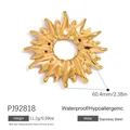 Luxury gold-plated sunburst stainless steel pendant necklace charm, 60.4mm diameter size - Radial Hollow Sun Charm (PJ92818)