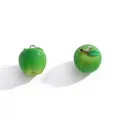 Detailed view of two miniature green resin apple pendants for DIY jewelry making on white - Green Apple / 17*15mm / Green