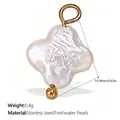 Elegant cross-shaped freshwater pearl pendant with 18K gold plated stainless steel loop - Petal Shape Freshwater Pearl Pendant (PJ369WEG)