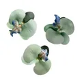 Set of three light green artificial Phalaenopsis orchid heads for DIY craft decoration - Mint Green