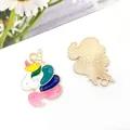 Colorful enamel unicorn alloy charm for DIY jewelry making, front and back view - Unicorn (14365)