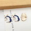 Set of blue and white enamel unicorn alloy charms for creative DIY jewelry necklaces - Unicorn (14741)
